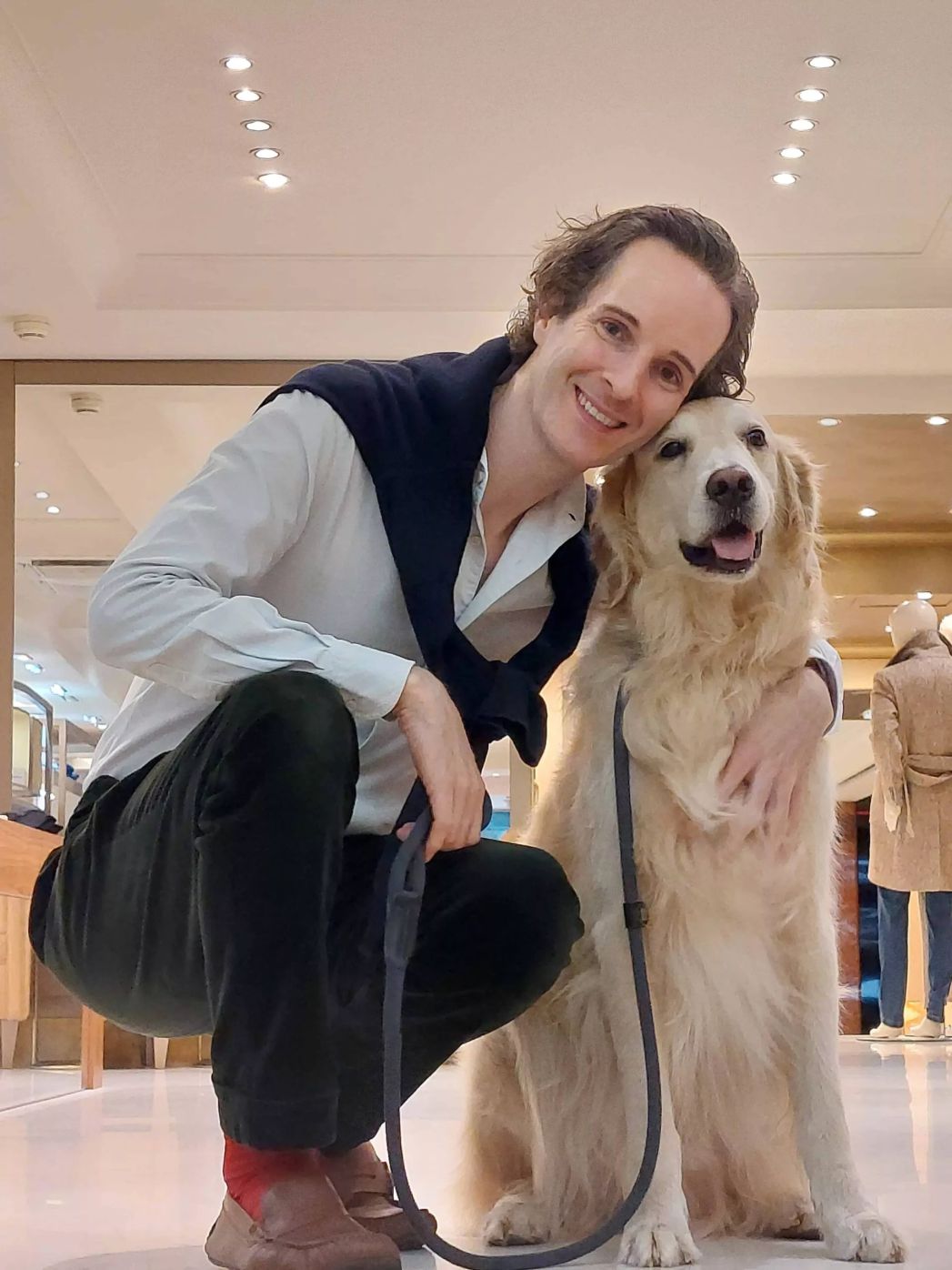 Felix Prehn and Winston, his golden retriever